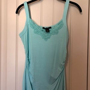 Turquoise tank with lace detail